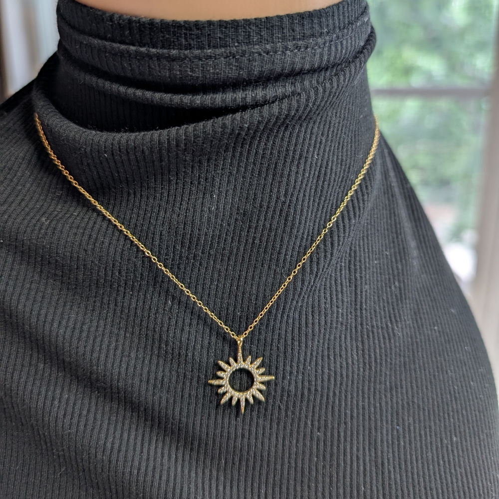 Gold Sunburst Pendant Necklace